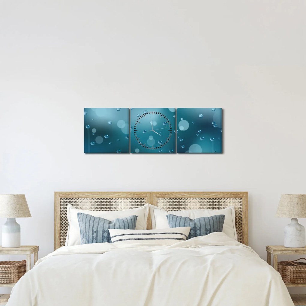 Obraz kvapôčok (s hodinami) (90x30 cm)