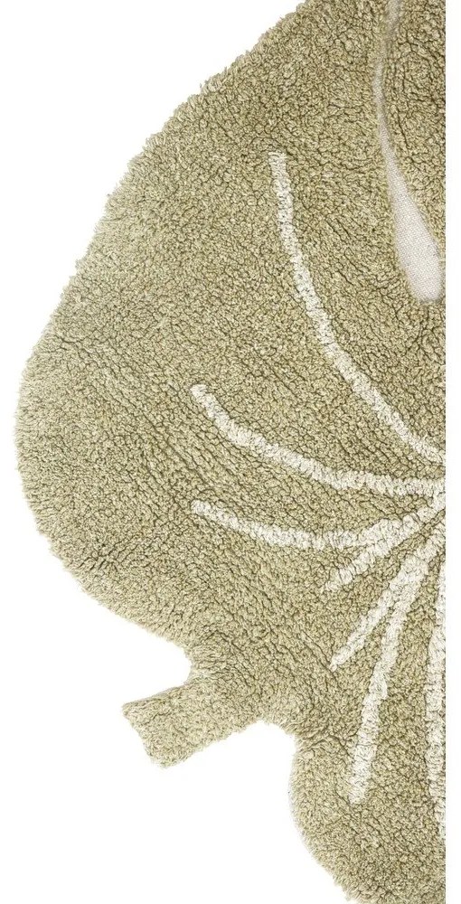 Kaki prateľný ručne tkaný bavlnený detský koberec 75x100 cm Mini Monstera Olive – Lorena Canals