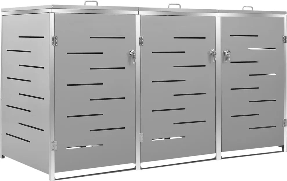 vidaXL Ohrada na 3 odpadkové koše 207x77,5x112,5 cm nehrdzavejúca oceľ