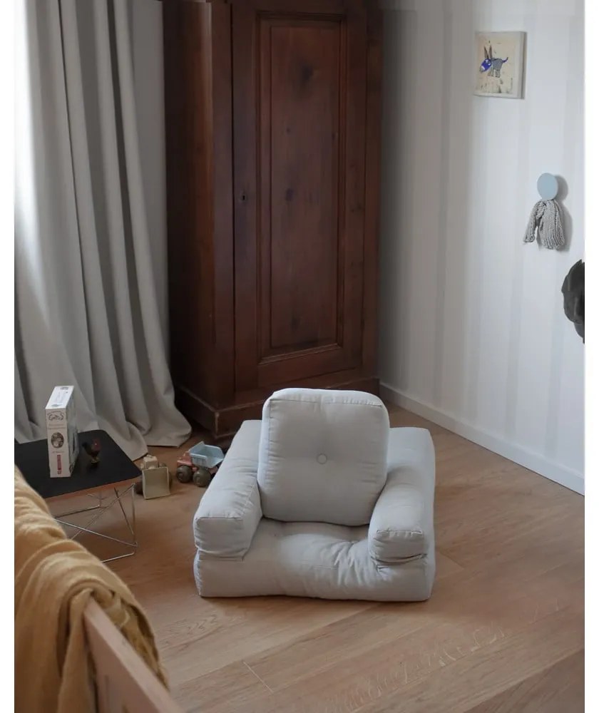 Detské rozkladacie kreslo s taburetkou Karup Design Mini Cube Natural