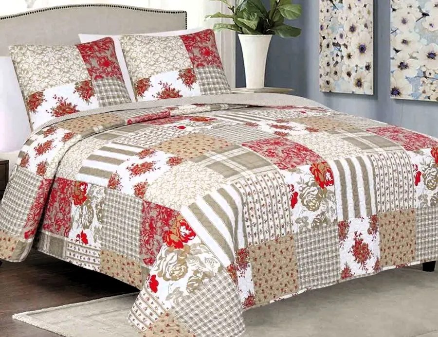 Prehoz prešívaný Tavira s vankúšmi 220x240 cm