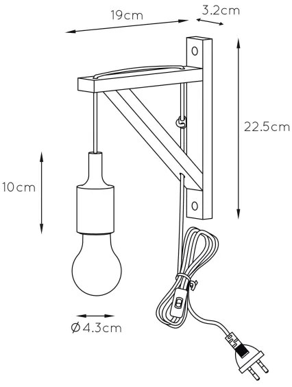Lucide 08208/01/30 - Nástenné svietidlo FIX WALL 1xE27/60W/230V čierna