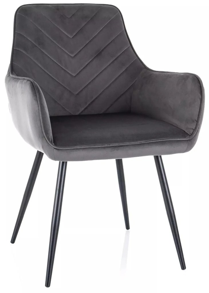 Čalouněné jídelní křeslo Fig Velvet šedé