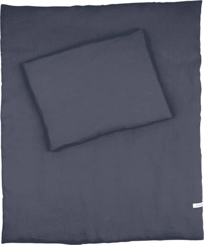 Ľanová sada do postieľok s výplňou grafitová 50x65 cm