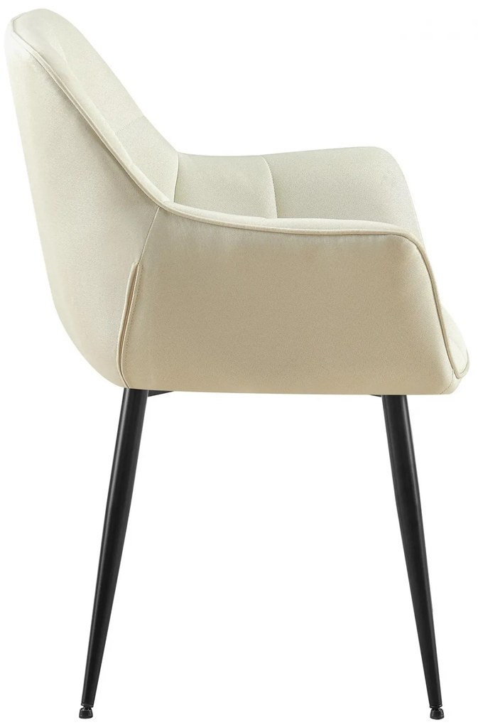 Stolička s podrúčkami Roseville - látka, nohy čierny kov - Krémová