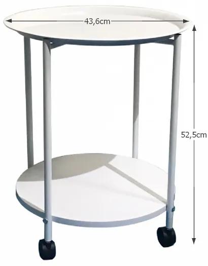 Príručný stolík na kolieskach Derin - biela