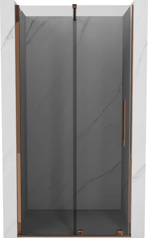 Mexen Velar, posuvné sprchové dvere do otvoru 90 cm, 8mm šedé sklo, ružové zlato, 871-090-000-41-60