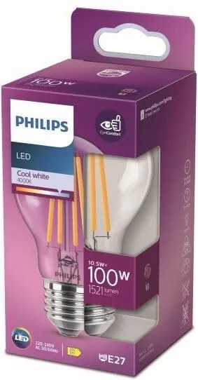 Philips 8718699762070 LED žiarovka classic 10,5W/100W 1521lm E27 4000K A60 filament