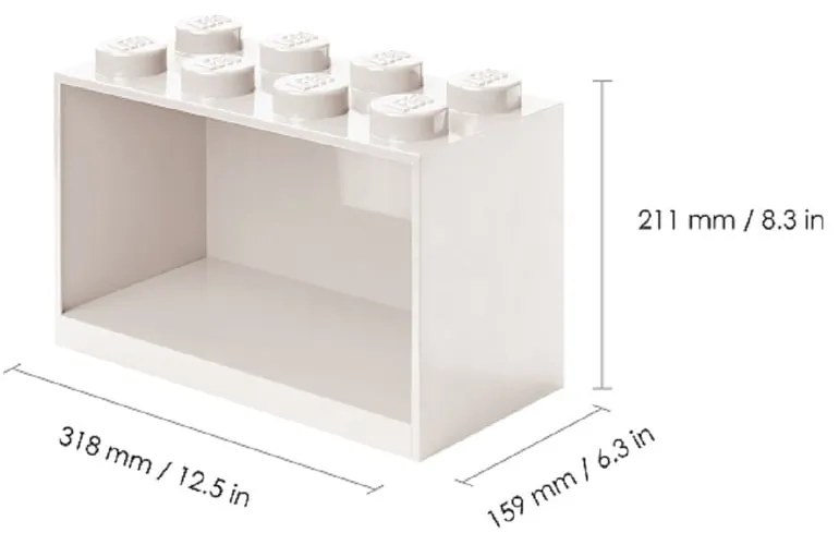 Súprava 2 detských sivých nástenných políc LEGO® Brick