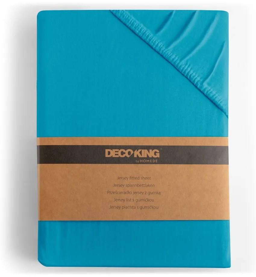 Modrá napínacia plachta jersey 90x200 cm Amber – Restilo