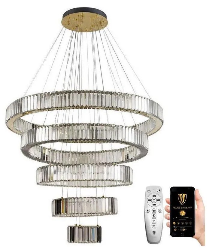 NEDES LED Stmievateľný krištáľový luster na lanku LED/195W/230V + diaľkové ovládanie ND3602