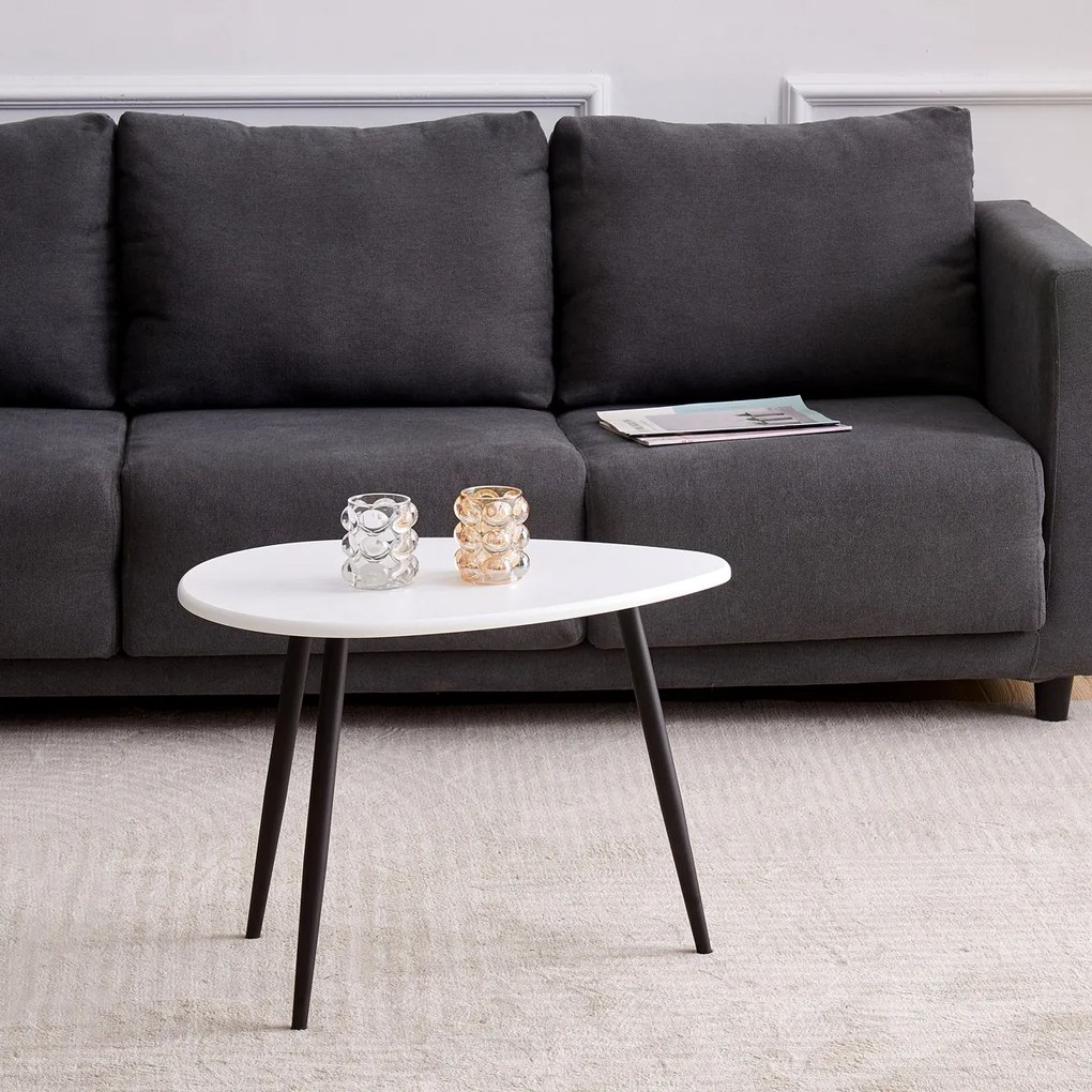 Autronic - Konferenční stůl, MDF deska, bilý matt, černý kov - AF-3011 WT