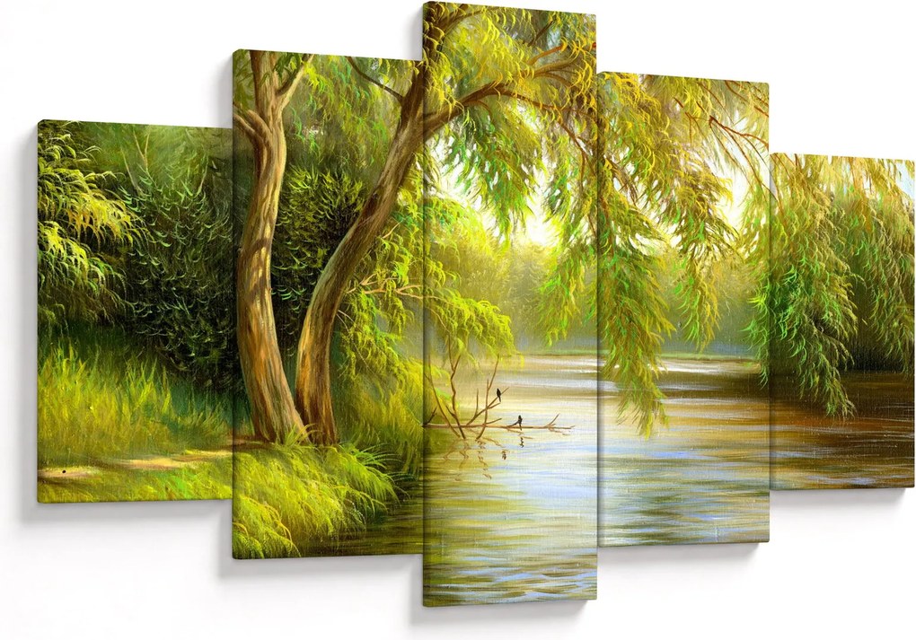 Obraz - Vŕba pri jazere, olejomaľba (150x105 cm)