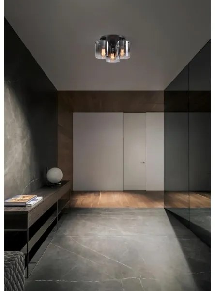 Searchlight 88911-3BK - Stropné svietidlo SWEDEN 3xE27/60W/230V priemer 39 cm čierna/dymová