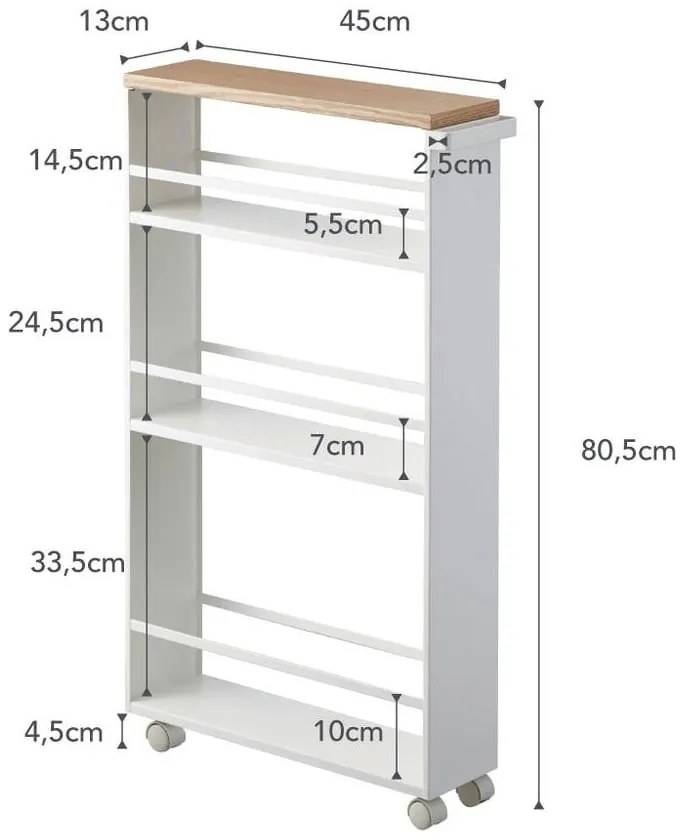 Biely kovový kúpeľňový regál 47,5x81 cm Tower – YAMAZAKI
