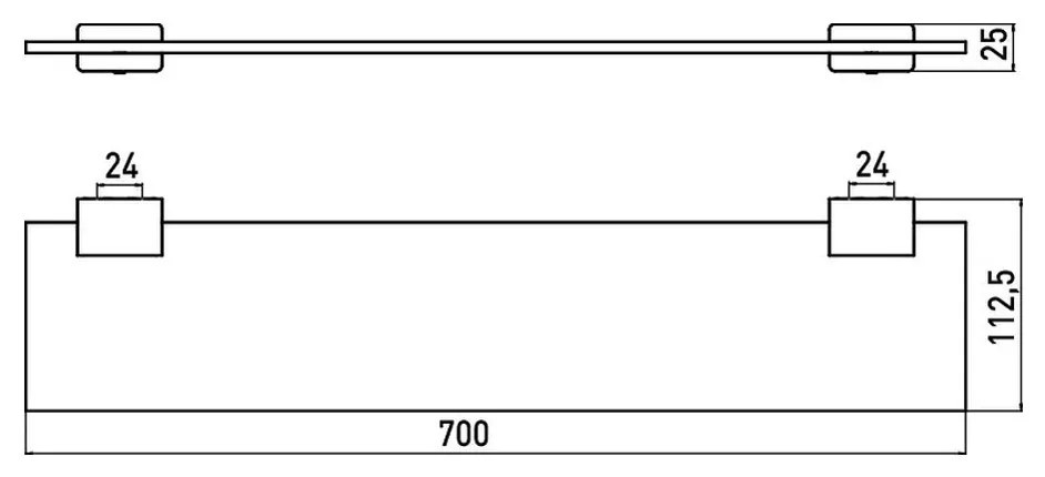 Emco System 2 - Sklenená polička 700 mm, číre sklo 351000170