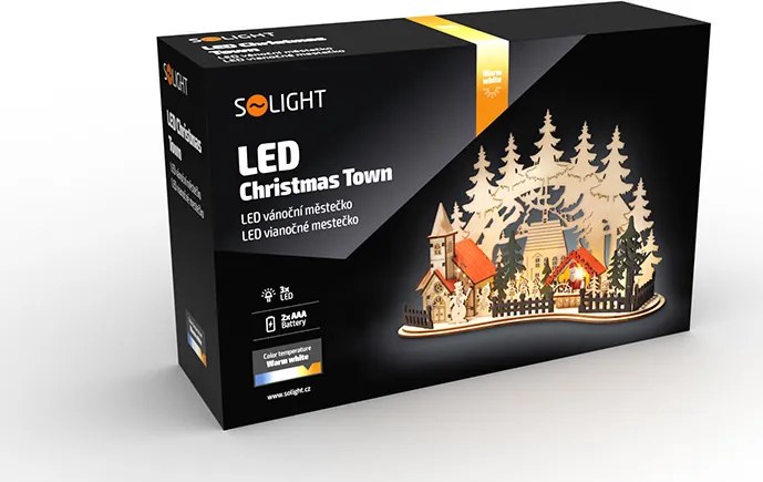 LED vianočné mestečko s kostolom 30x19 cm
