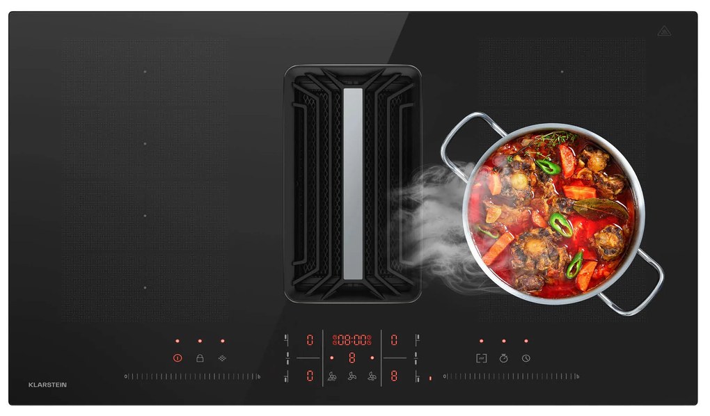 Klarstein AirJet FlexPro Down Air System, Indukčná doska + digestor, Flexi zóna, Booster