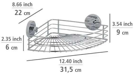 WENKO 20887100-Polica VACUUM-LOC RUND STAH 31x22,5 cm lesklý chróm