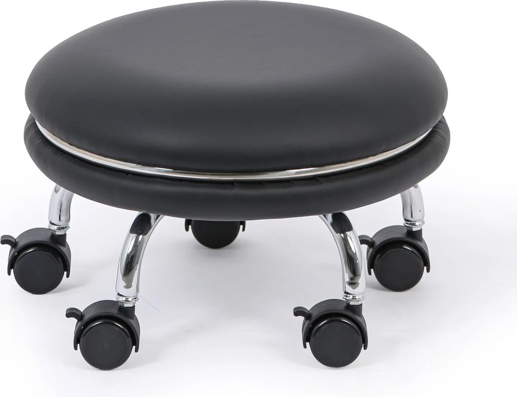 Pojazdné servisné sedadlo RONDO, mäkké kolieska, čierne