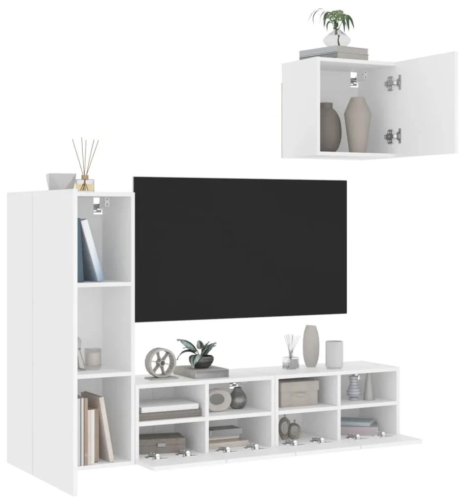 4-dielne TV nástenné skrinky biele kompozitné drevo 3216500