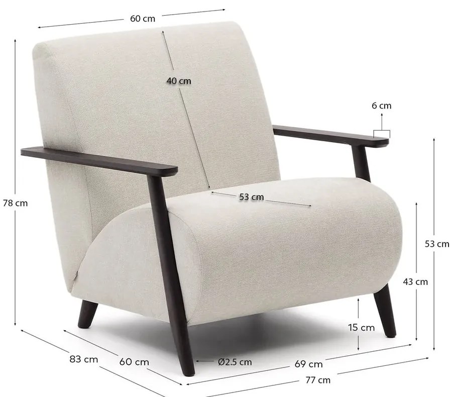 Béžové/krémové ženilkové kreslo Meghan – Kave Home