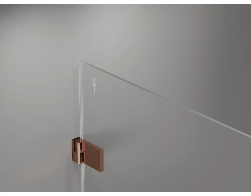 Mexen Lunar-B Duo výklopný sprchový kút 90 x 90 cm, číre sklo, ružové zlato, 832-090L-090P-60-00