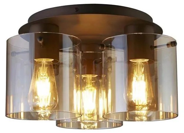 Searchlight 88911-3MO - Stropné svietidlo SWEDEN 3xE27/60W/230V priemer 39 cm hnedá/dymová
