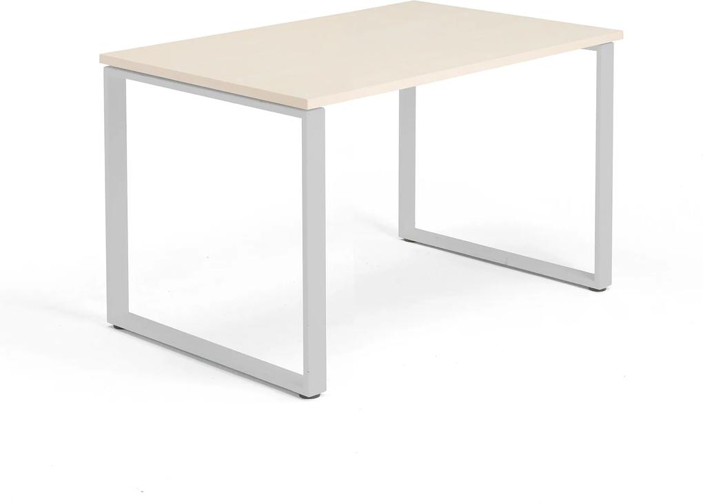 Kancelársky pracovný stôl Modulus, O-rám, 1200x800 mm, breza/strieborná
