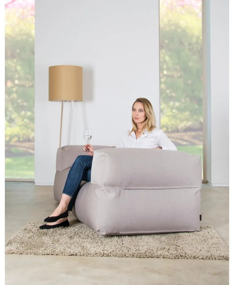 Krémový sedací vak z textílie buklé Sofa MooG – SLOWDOWN