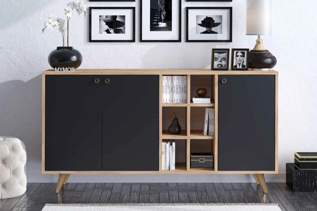 Dizajnová komoda Cadilyn 140 cm čierna