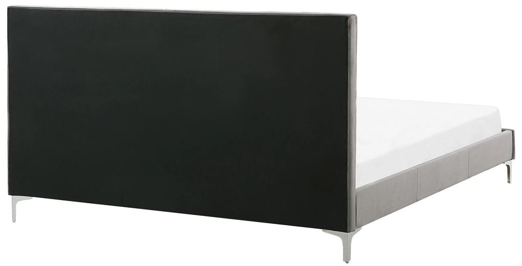 Zamatová posteľ 180 x 200 cm sivá AMBERT Beliani