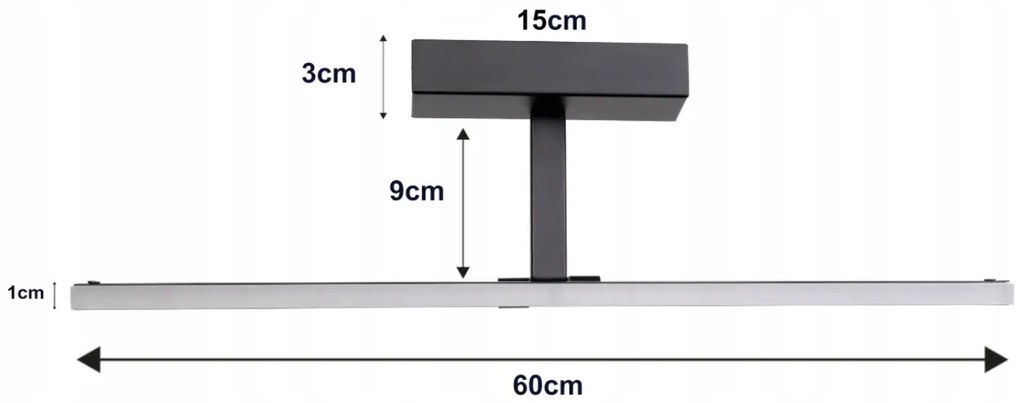 BERGE Nástenné svietidlo LED do kúpeľne - 60 cm - 14 W čierne
