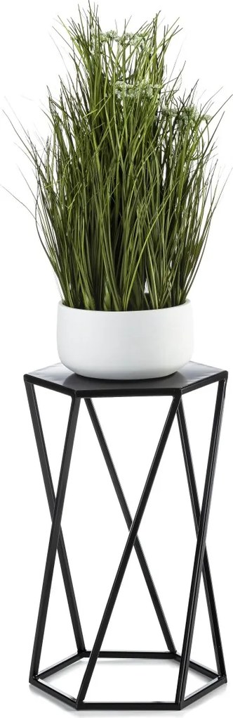 STOJAN NA KVETINÁČ HEXAGON 40X24X27 CM ČIERNA