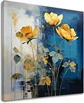 Nadčasová elegancia na plátne Zlaté kvety v modernom prevedení