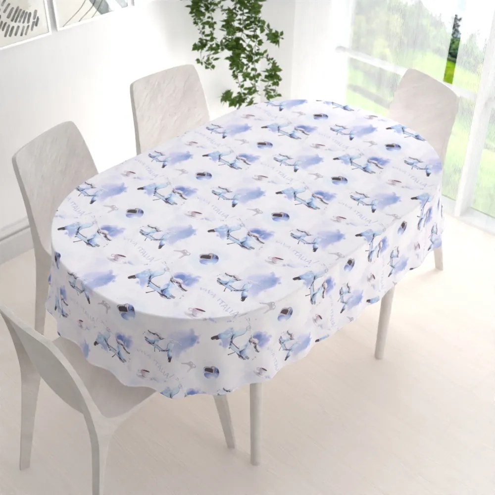 Biante Bavlnený oválny obrus Sandra SA-289 Viva Italia modrá 140x220 cm