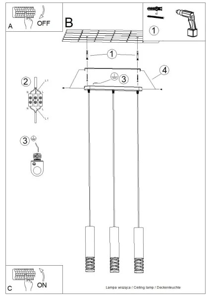 Sollux SL.1688 - Luster na lanku LAMI 3xGU10/10W/230V biela