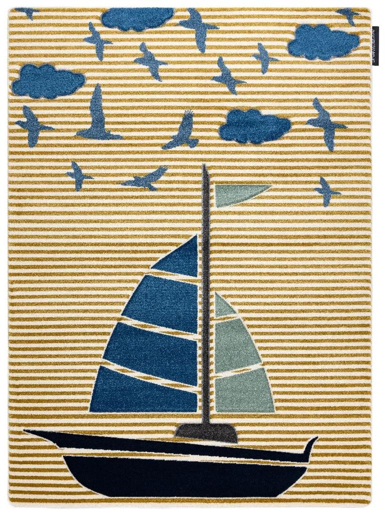 Dywany Łuszczów Detský kusový koberec Petit Sail boat gold - 120x170 cm