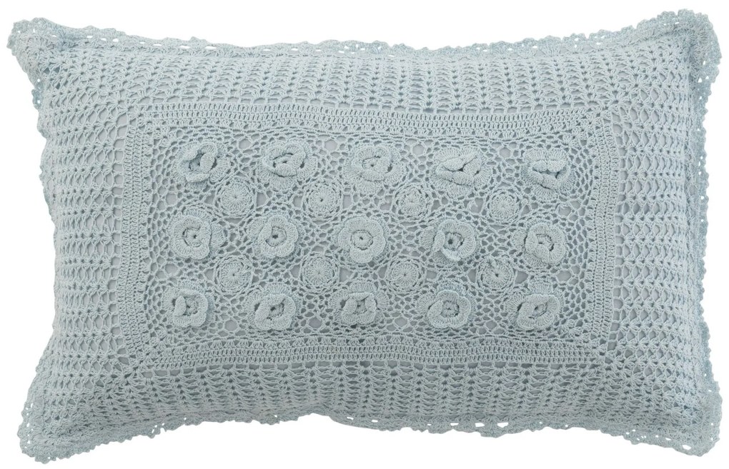 Pomněnkový bavlnený vankúš s čipkou Lace blue - 50*10*30cm