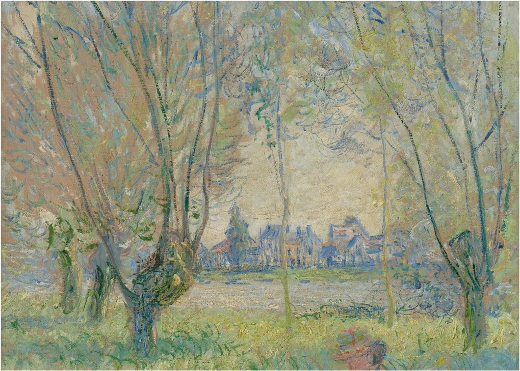Sklenený obraz - Claude Monet, Woman Seated under the Willows, reprodukcia (70x50 cm)