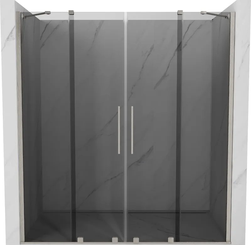 Mexen Velar Duo, posuvné sprchové dvere do otvoru 170 cm, 8mm šedé sklo, brúsená oceľ, 871-170-000-42-97