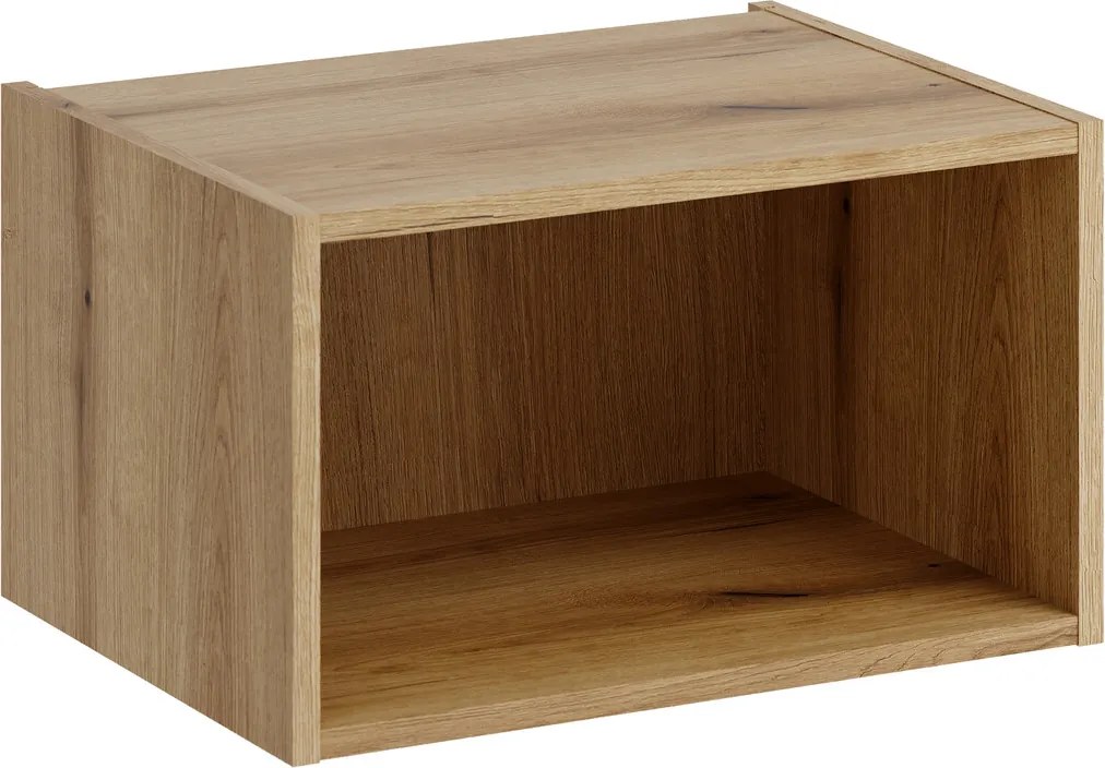 Závěsná skříňka pod umyvadlo Nova Cashmere s deskou a regálem 50 cm kašmírová/dub coast evoke