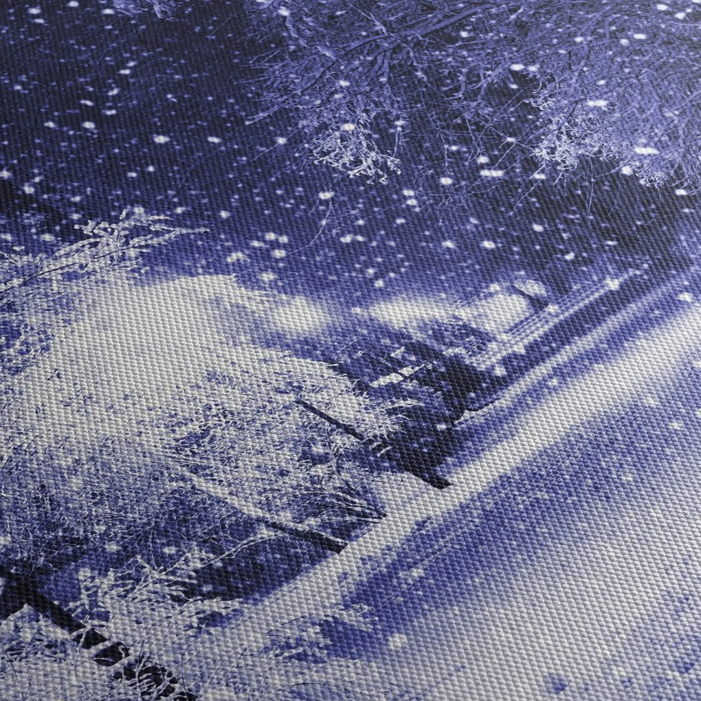 Obraz - Čarovná zimná noc (s hodinami) (90x30 cm)