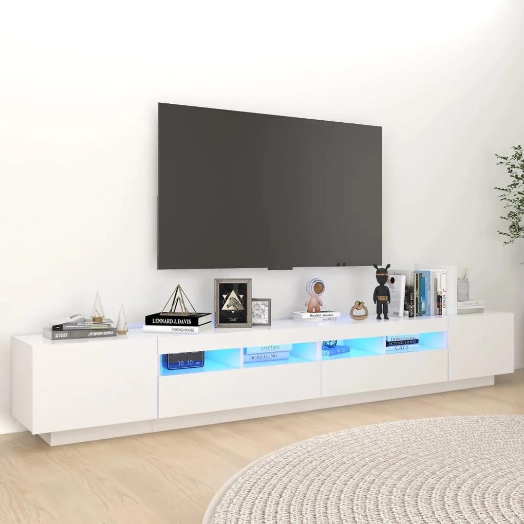 TV skrinka s LED svetlami biela 260x35x40 cm 3081915