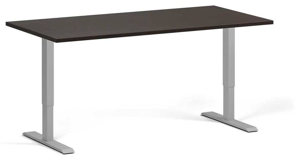 Výškovo nastaviteľný stôl, 2 motory, 745 - 1215 mm, doska 1600 x 800 mm, sivá podnož, wenge