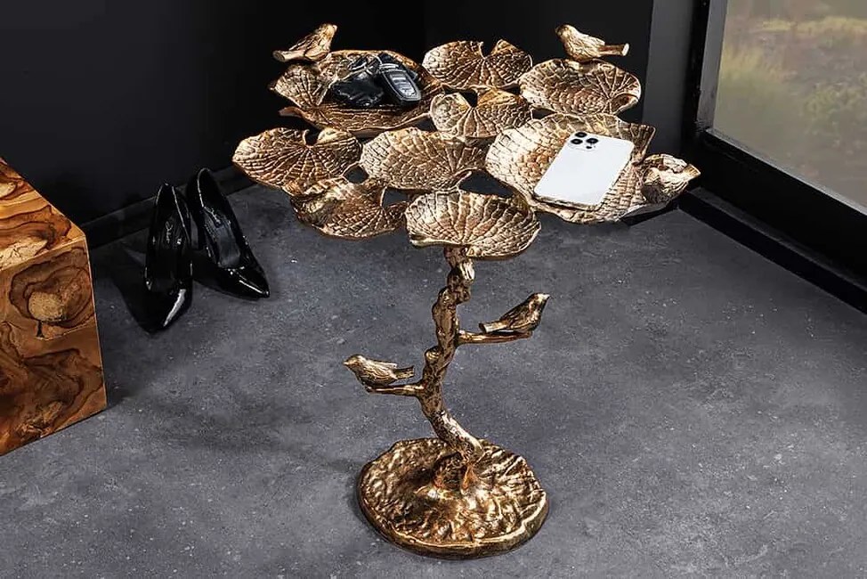 Dizajnový odkladací stolík Sprig mosadz 56cm