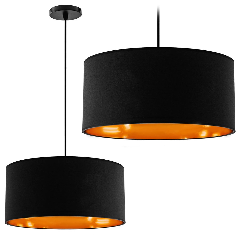 Toolight - Závesná lampa 40cm 1xE27 60W APP620-1CP, čierna-zlatá, OSW-00078