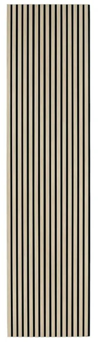 Drevený akustický panel, 2400 x 600 mm, čierny podklad, balenie 5 ks, dub morený