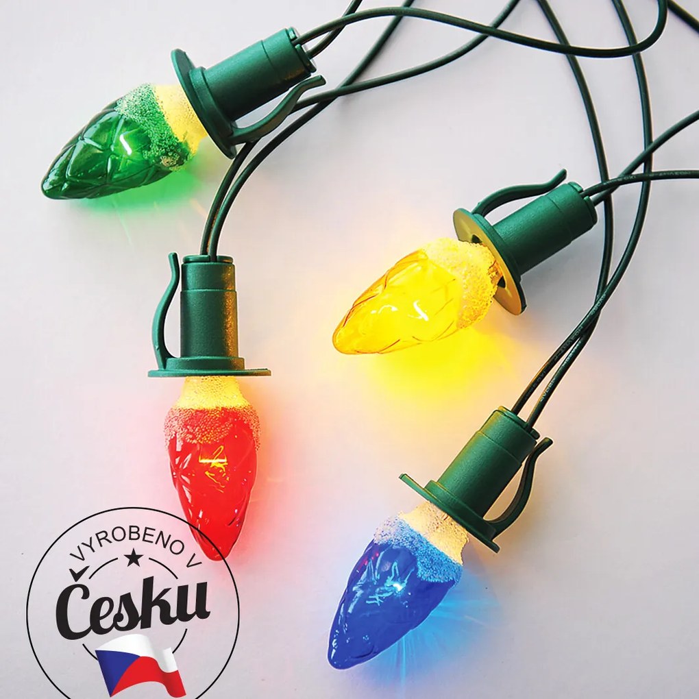 Svetelná reťaz Šiška farebná, 12 žiaroviek