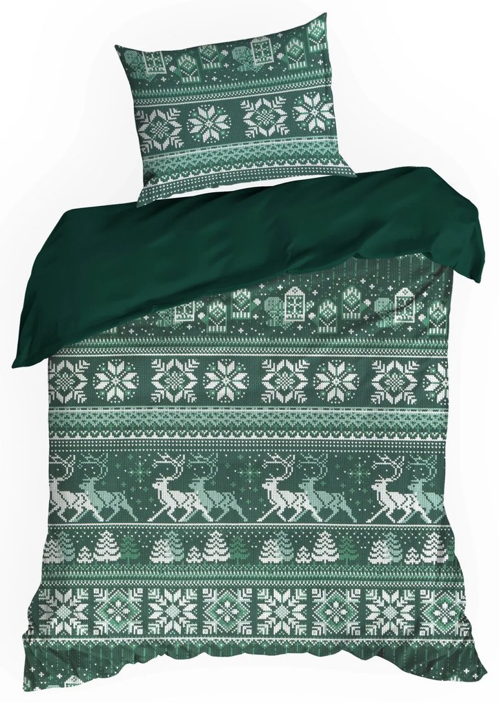 VIANOČNÉ RENFORCÉ OBLIEČKY CLOVER 200X220 CM, 2 KS 70X80 CM VZOROVANÉ